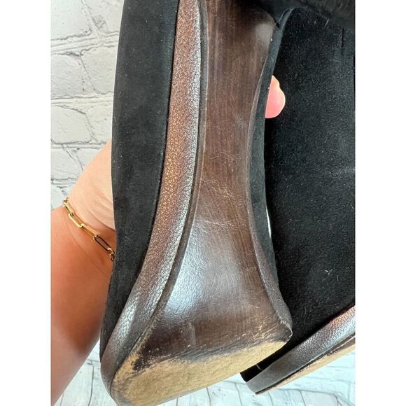 STUART WEITZMAN black suede leather bow high heel pump classic shoes size 10 - Picture 9 of 12